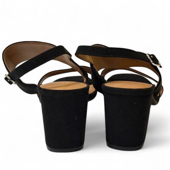 AEROSOLES Emmex Heel Black Faux Suede Dress Sandals, NEW! Size 11 Wide - Picture 4 of 6